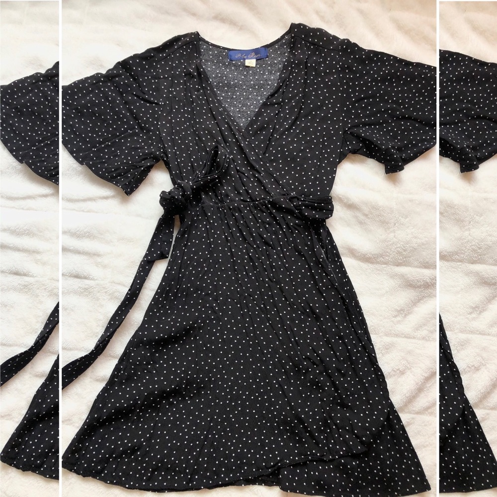 SALE B&W Polka Dot Wrap Dress